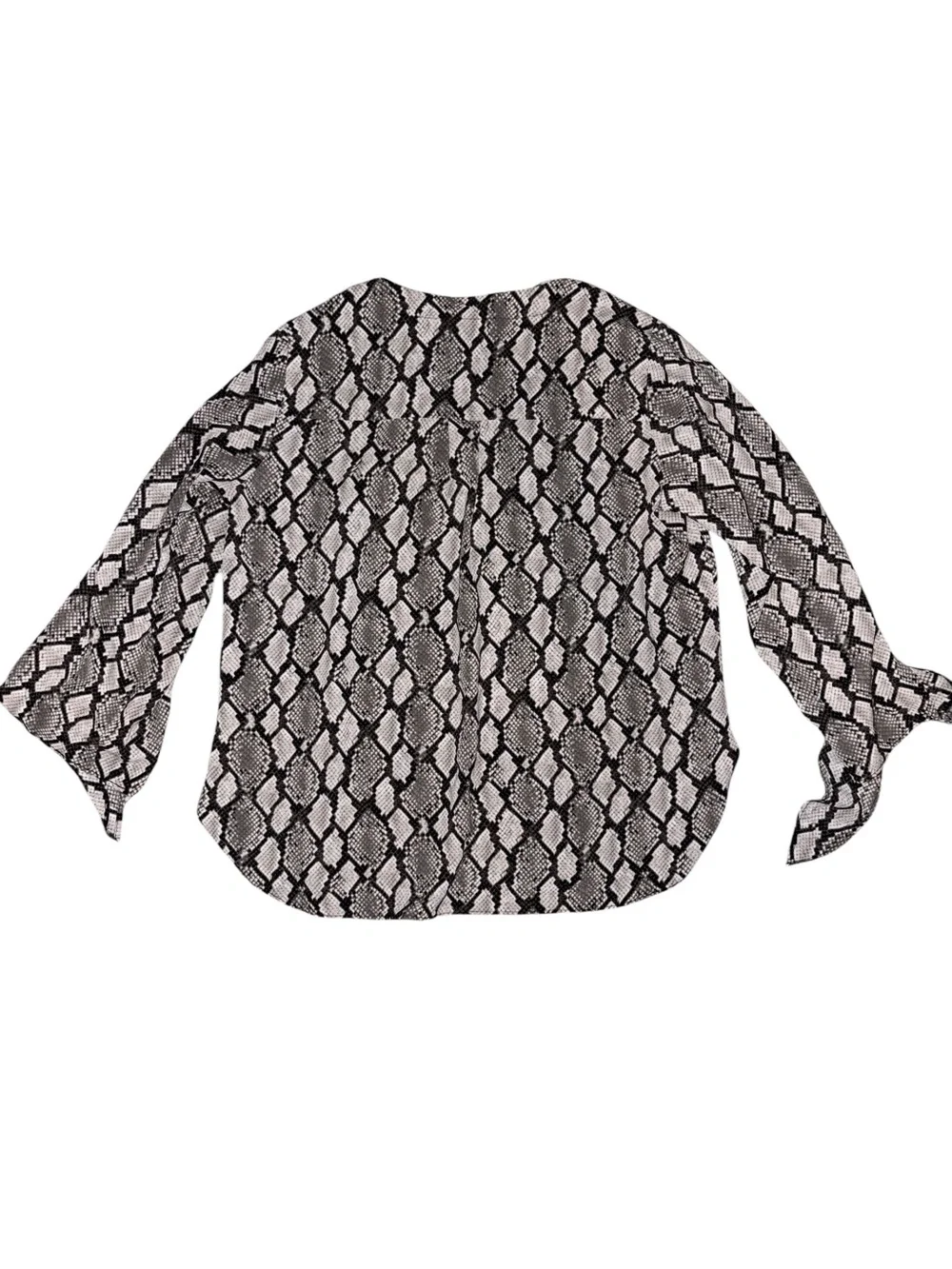 Michael Kors Black & White Snake-Print V-Neck Blouse